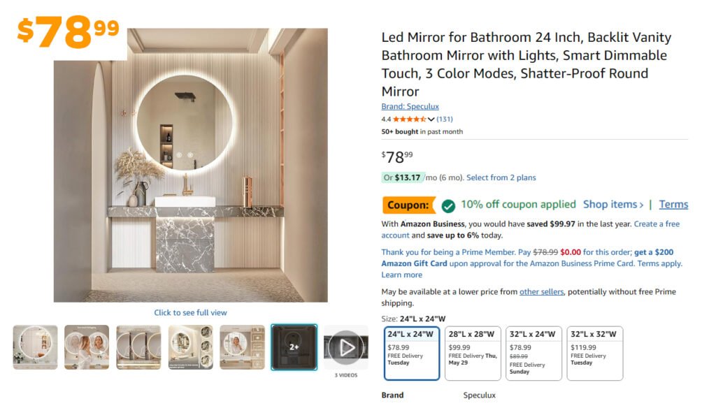 2 ft modern circular mirror