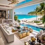 beach house views with views from living room looking at the tropical ocean views