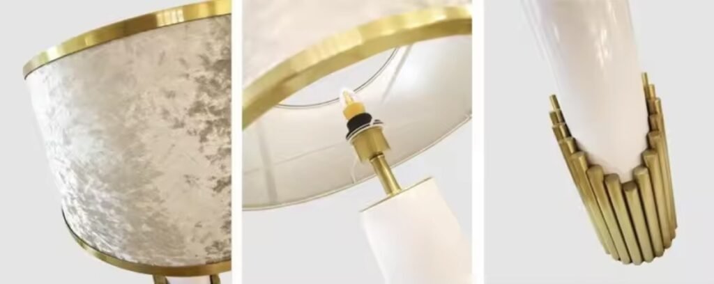 Modern gold and white rod table lamp