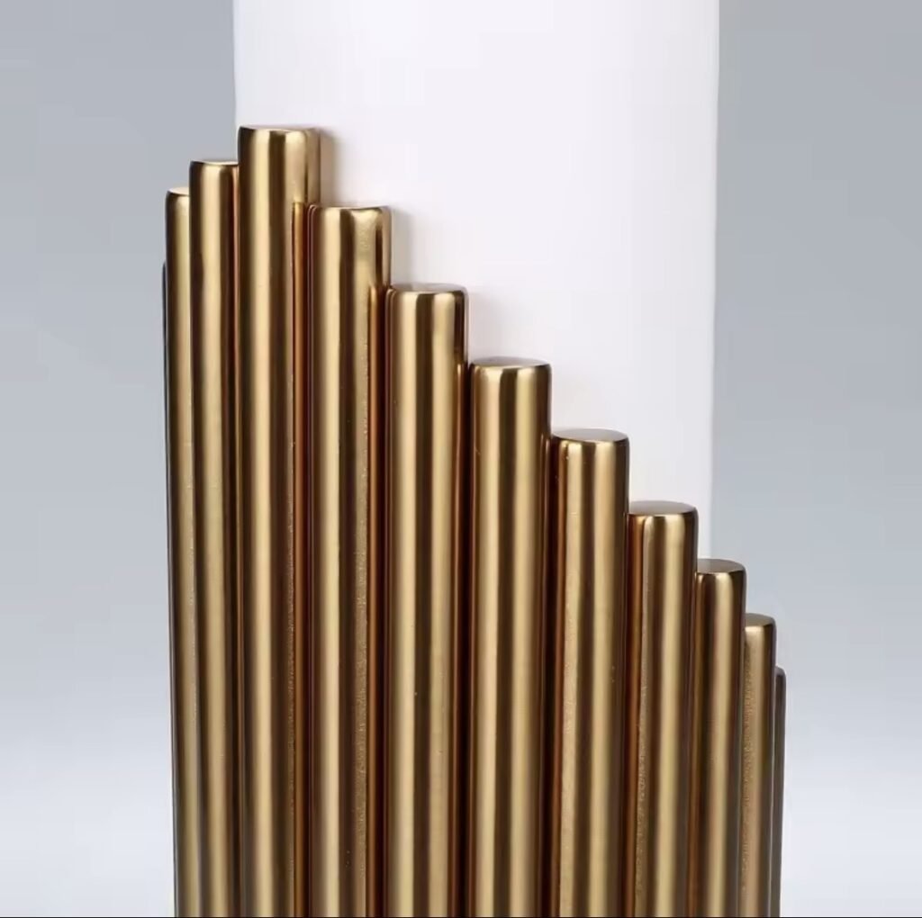 Modern gold and white rod table lamp