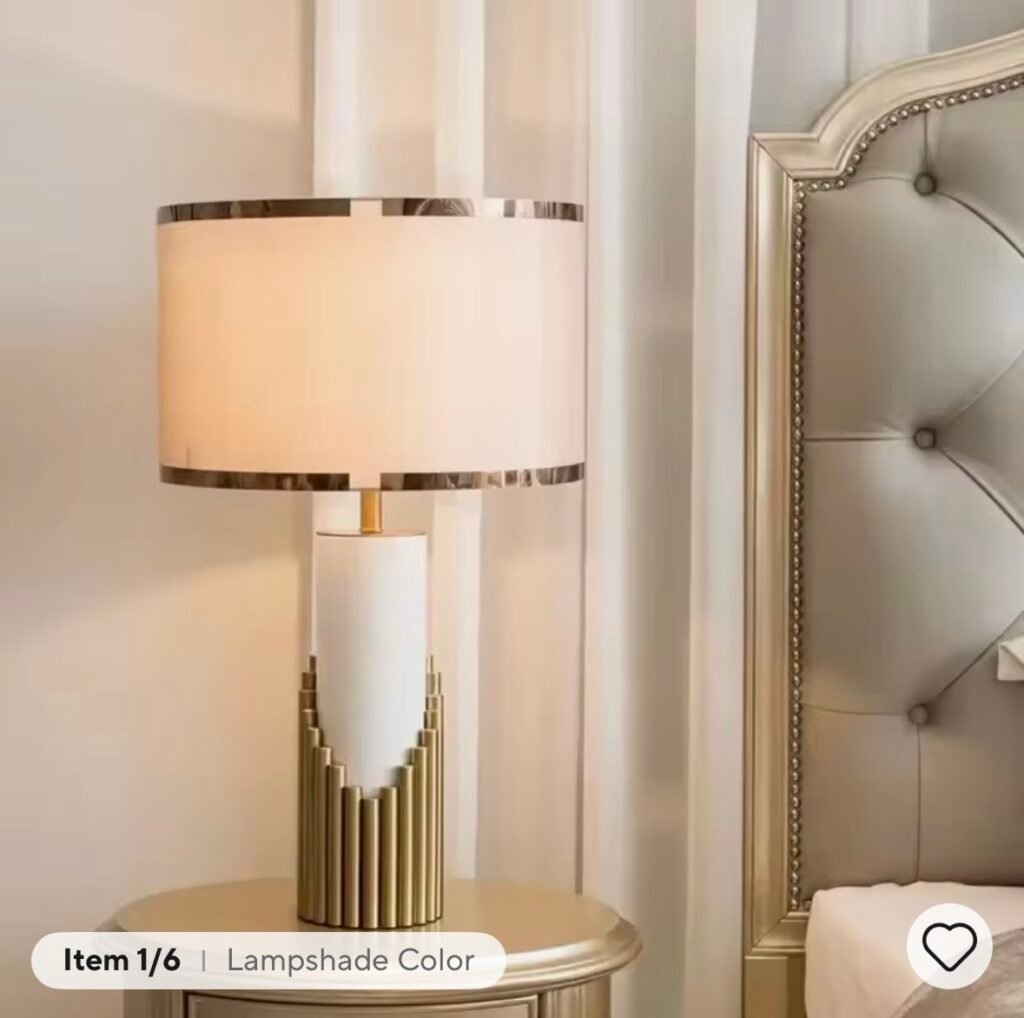 Modern gold and white rod table lamp