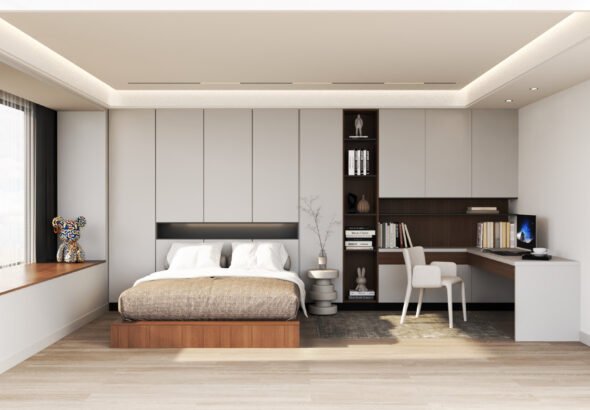 ModernRoomDesign_QRDesign_modern bedroom with walkway_edit_Bedroom